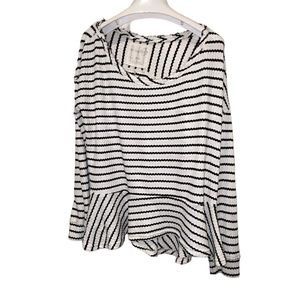 Free People French Breton Nautical Striped peplum slouchy top M